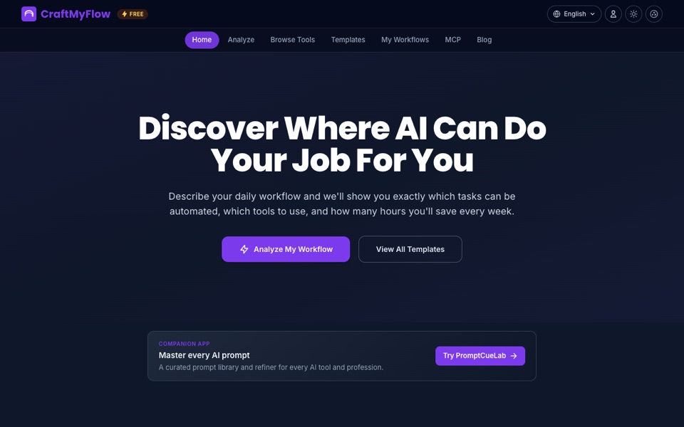 CraftMyFlow — screenshot of the live product
