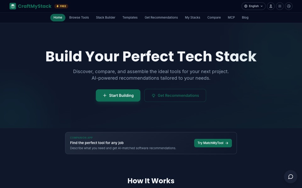 CraftMyStack — screenshot of the live product