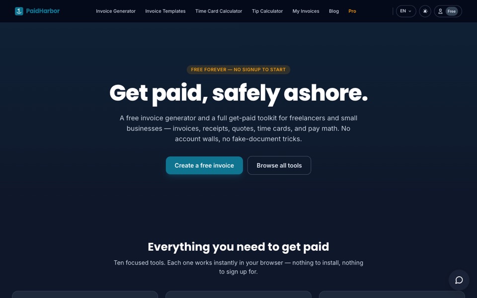 PaidHarbor — screenshot of the live product