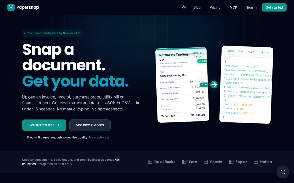 Papersnap — screenshot of the live product